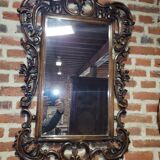 Carved wood mirror in cherry tree 100x75cm