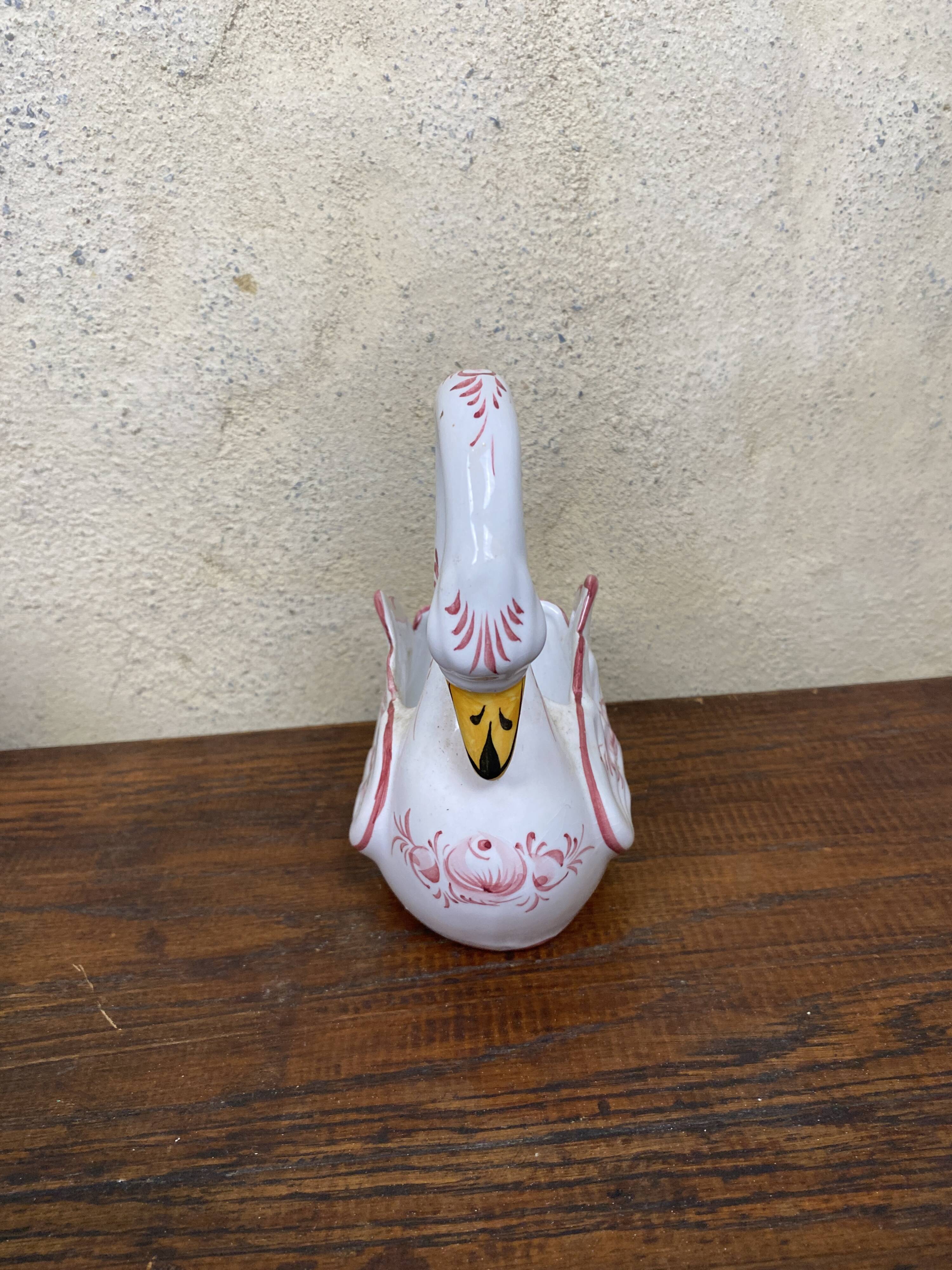 Small hand-painted Portuguese ceramic swan