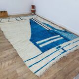 Handmade blue artisanal Moroccan Berber rug 310 X 215 CM