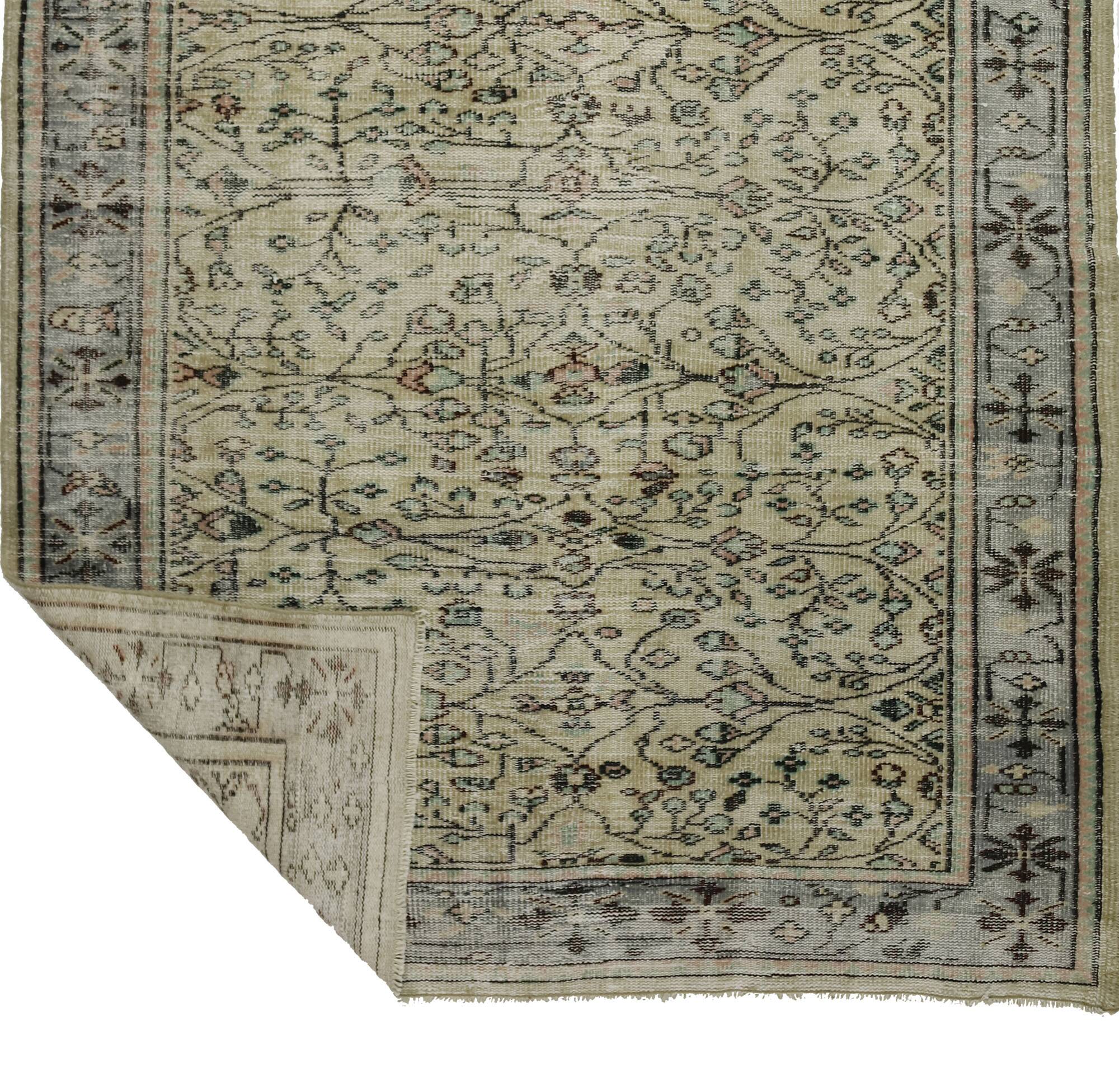 Tapis Oushak Ancien – Tons Doux & Motifs Raffinés, 186 x 255 cm