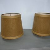 Pair of dark beige jute lampshades