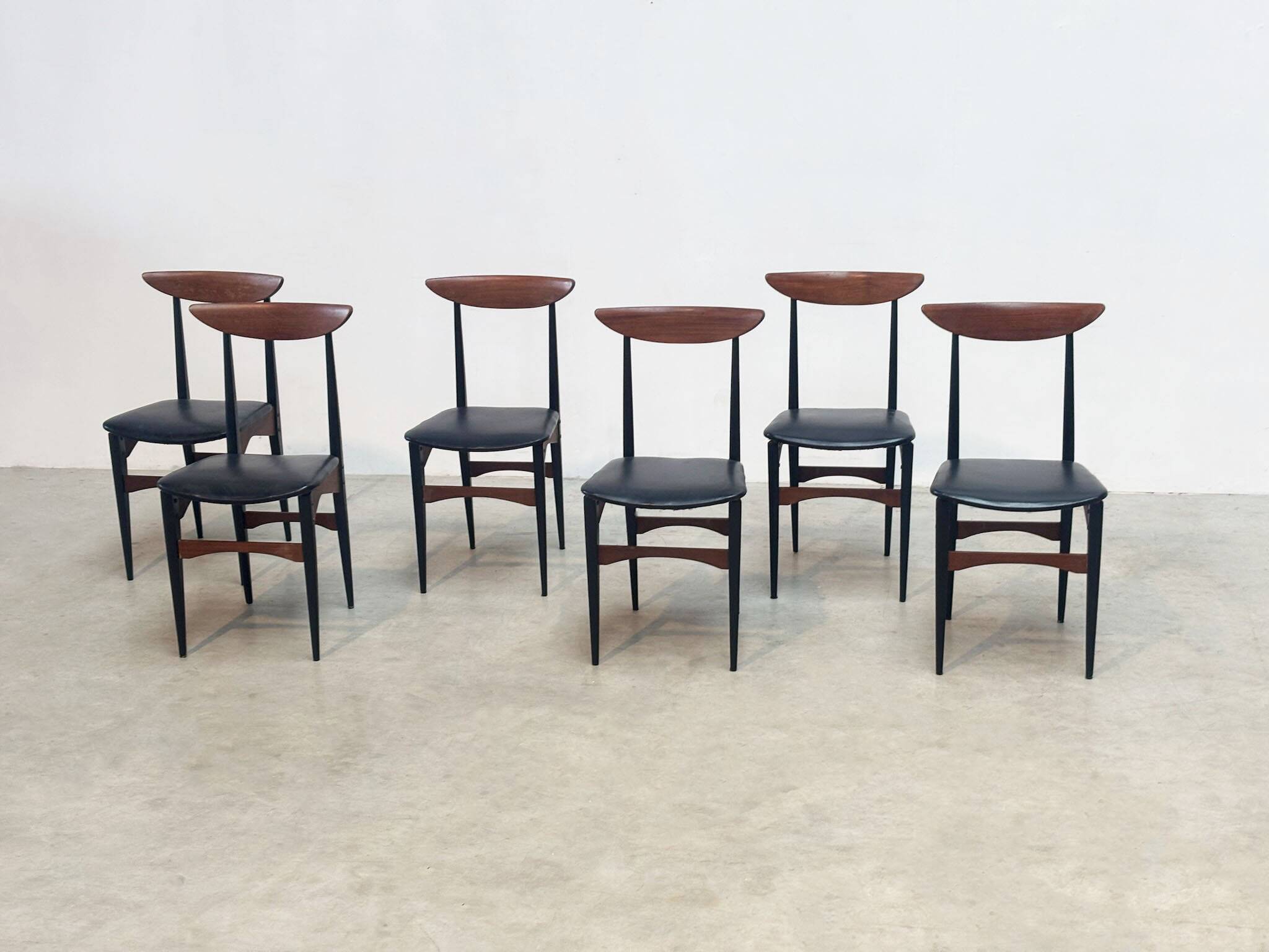 Set of six sculptural Italian dining chairs