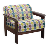 Vintage armchair in beech and fabric, Italy, 1970s
