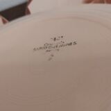 Set of 8 old flat plates Digoin Sarreguemines 9181 Pink pattern