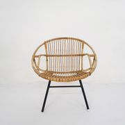 Rohe Noordwolde rattan and metal lounge chair, The Netherlands 1950's