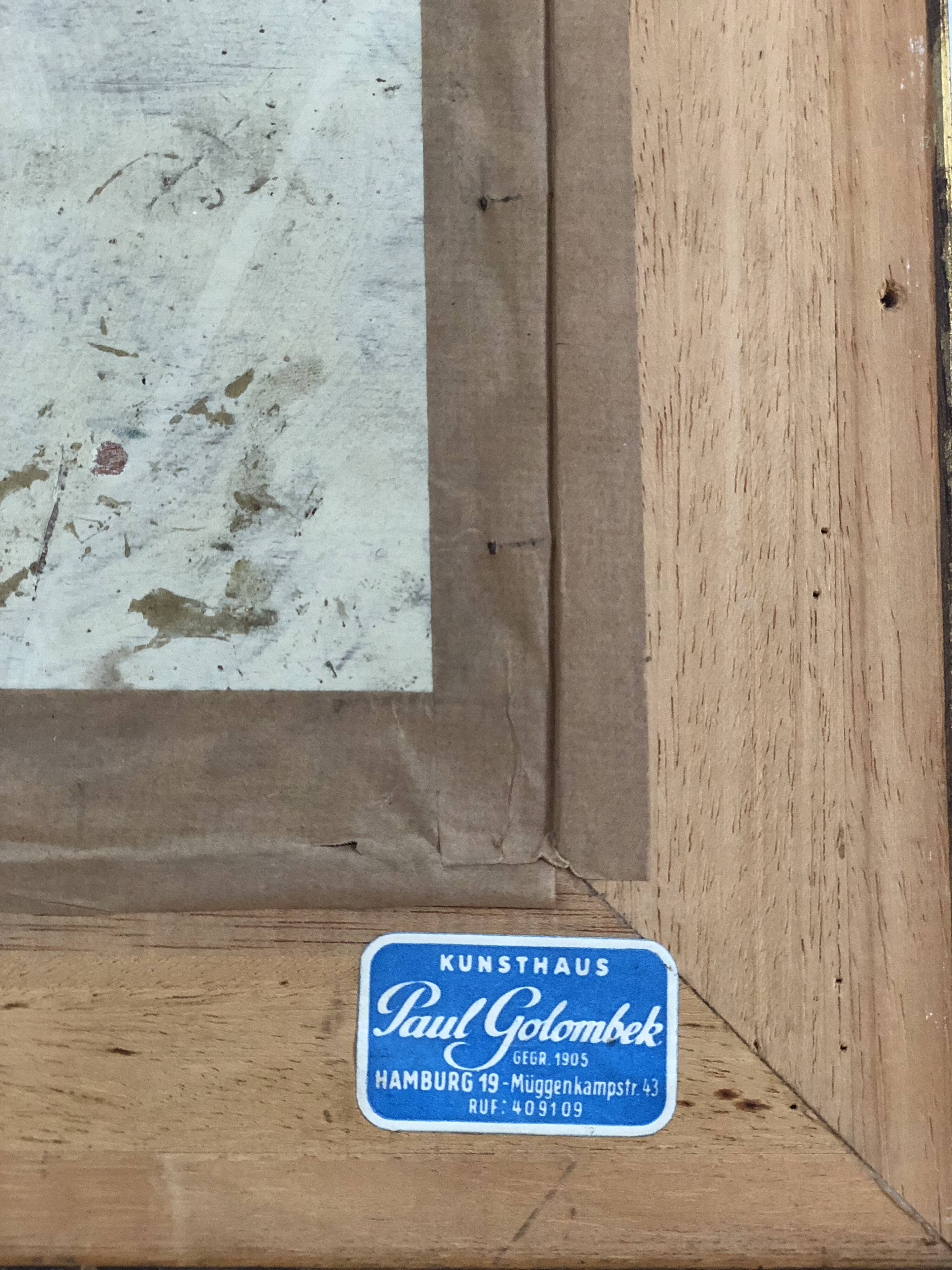 Peinture à l'huile vintage originale de paysage de cottage : Art de la nature encadré