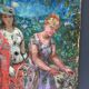 Oil on canvas by Pierre Monteret Three women twentieth