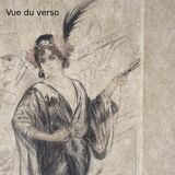 Table Color engraving "L'élégante" by Alméry LOBEL-RICHE (1880-1950)