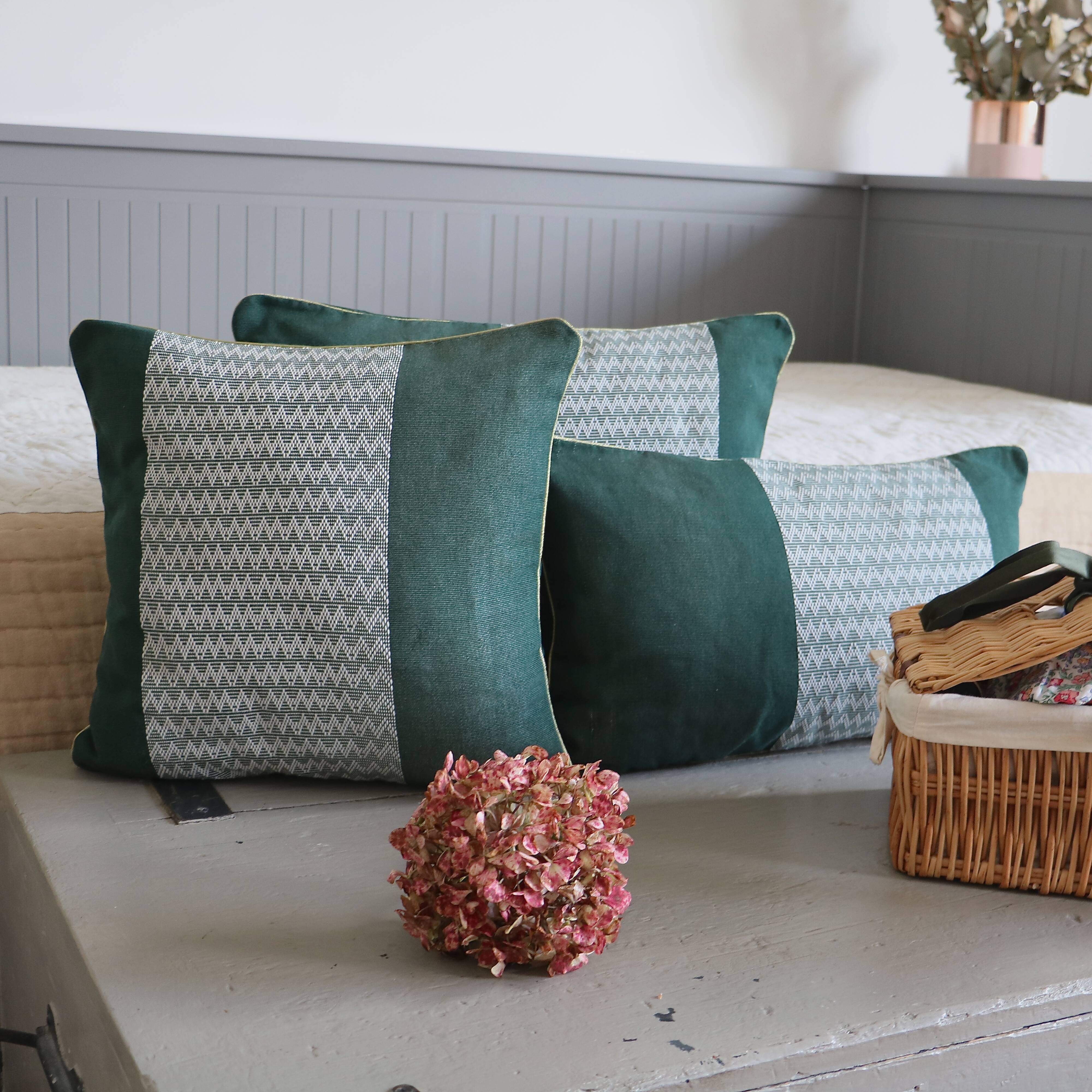 Ethnic decorative cushion green fir