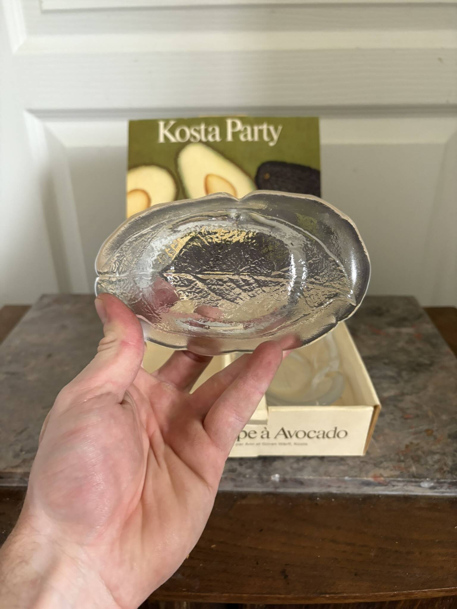 Vintage Avocado Coupe Glass KOSTA Party Engraved