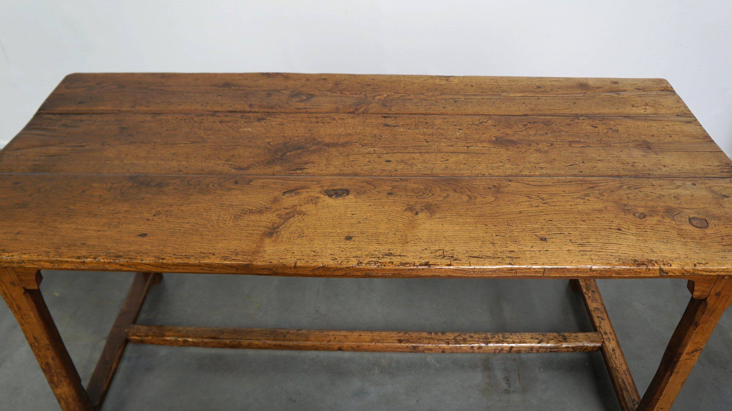 Beautiful antique French dining table with perfect dimensions and handy hooks
