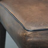 Great set of 8 stylish vintage sheepskin dining chairs with character