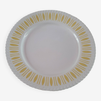 Plat de presentation assiette vintage ceramique luneville badonvillier made in france decor jaune