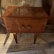 Vintage varnished wooden bedside table