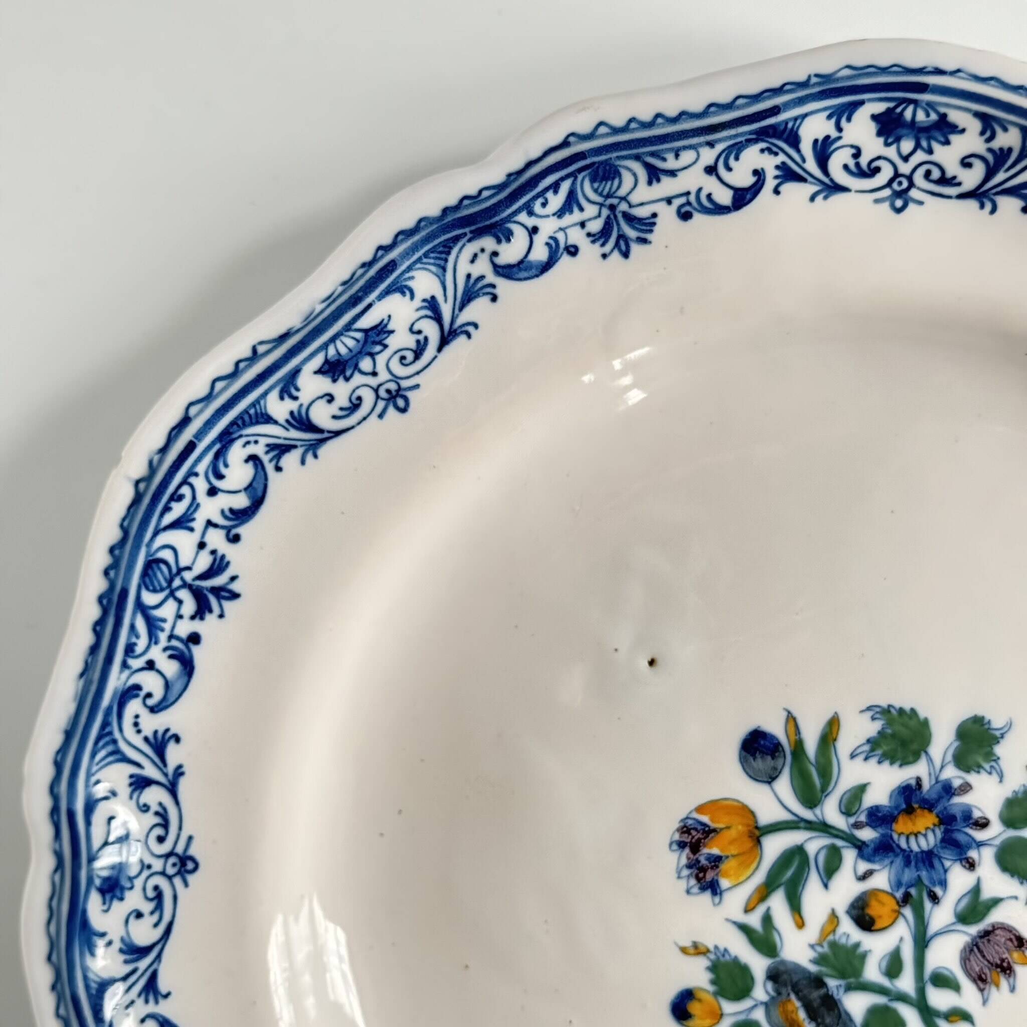 2 Moustiers Earthenware Plates | 18th Century | Colorful Floral Decor