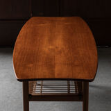 Table basse 'Planche de surf' en bois de teck avec étagère à magazines, design hollandais, années 1960