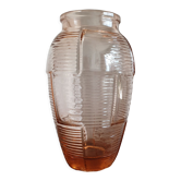 Art deco rosé molded glass vase