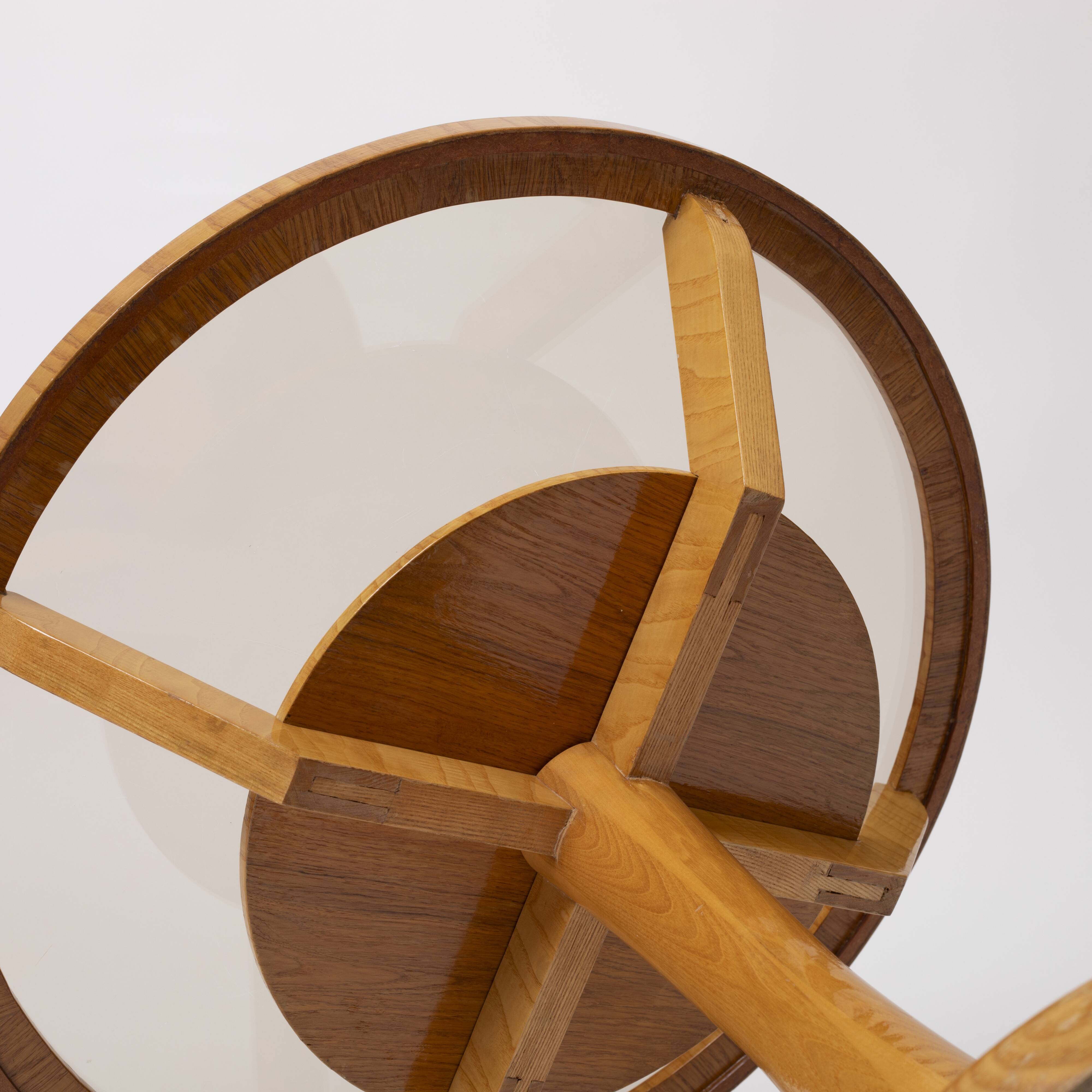 Ocassionall / console table in ash and smoked glass , 1950s, Czechoslovakia