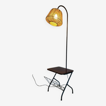 Lampadaire avec porte revues et tablette 50's