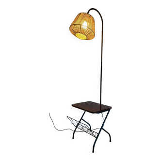 Lampadaire avec porte revues et tablette 50's