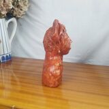 African Woman Bust In Clay, Vintage Modern Figurative Art