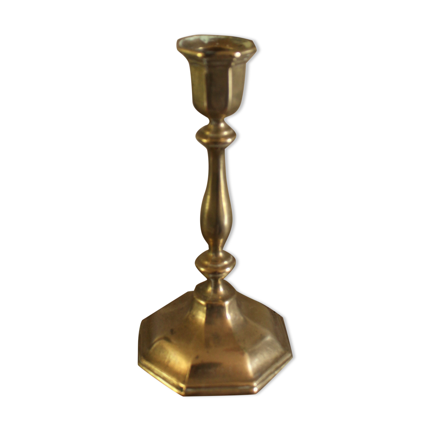 Candle holder Small brass torch octagonal base