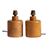 Pair of light wood table or bedside lamp bases, 1970s