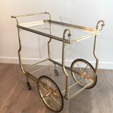 Neo-classical table in gilded metal and glass