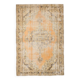 6x9 Peach Yellow Soft Pastel Turkish Vintage Rug, 185x276Cm SK 5250