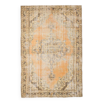 6x9 Peach Yellow Soft Pastel Turkish Vintage Rug, 185x276Cm SK 5250