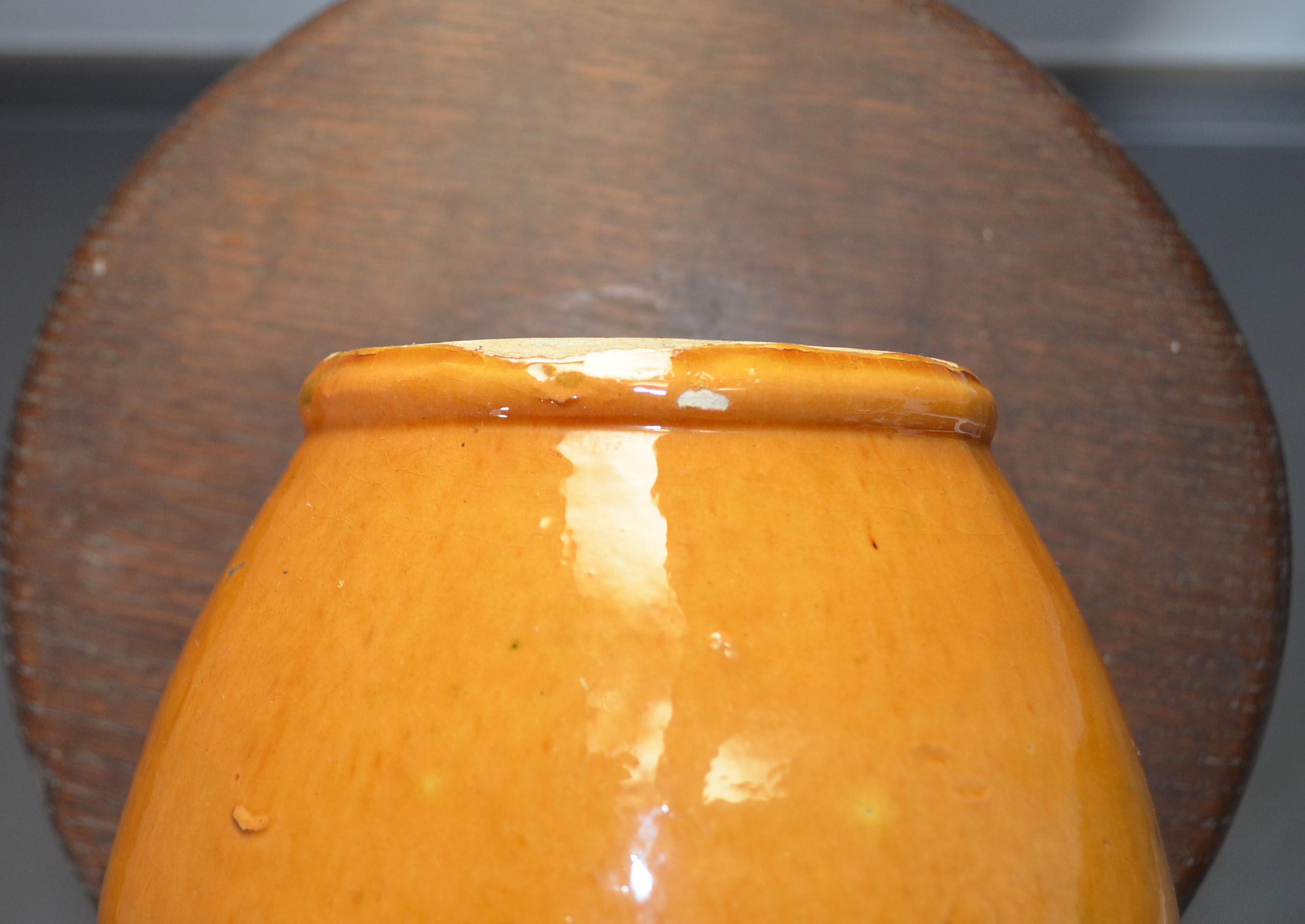 Biot jug in glazed ochre ceramic