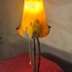 antique wrought iron lamp from 1900 at 40 with a very large glass paste shade 45