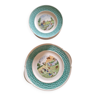 Vintage dessert service Les fables de la Fontaine