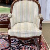 Napoleon III bergère in mahogany from the late 19th century to be reupholstered.