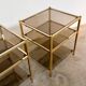 Pair of Vintage Three-Level Tables in Brass and Smoked Glass, 1970s