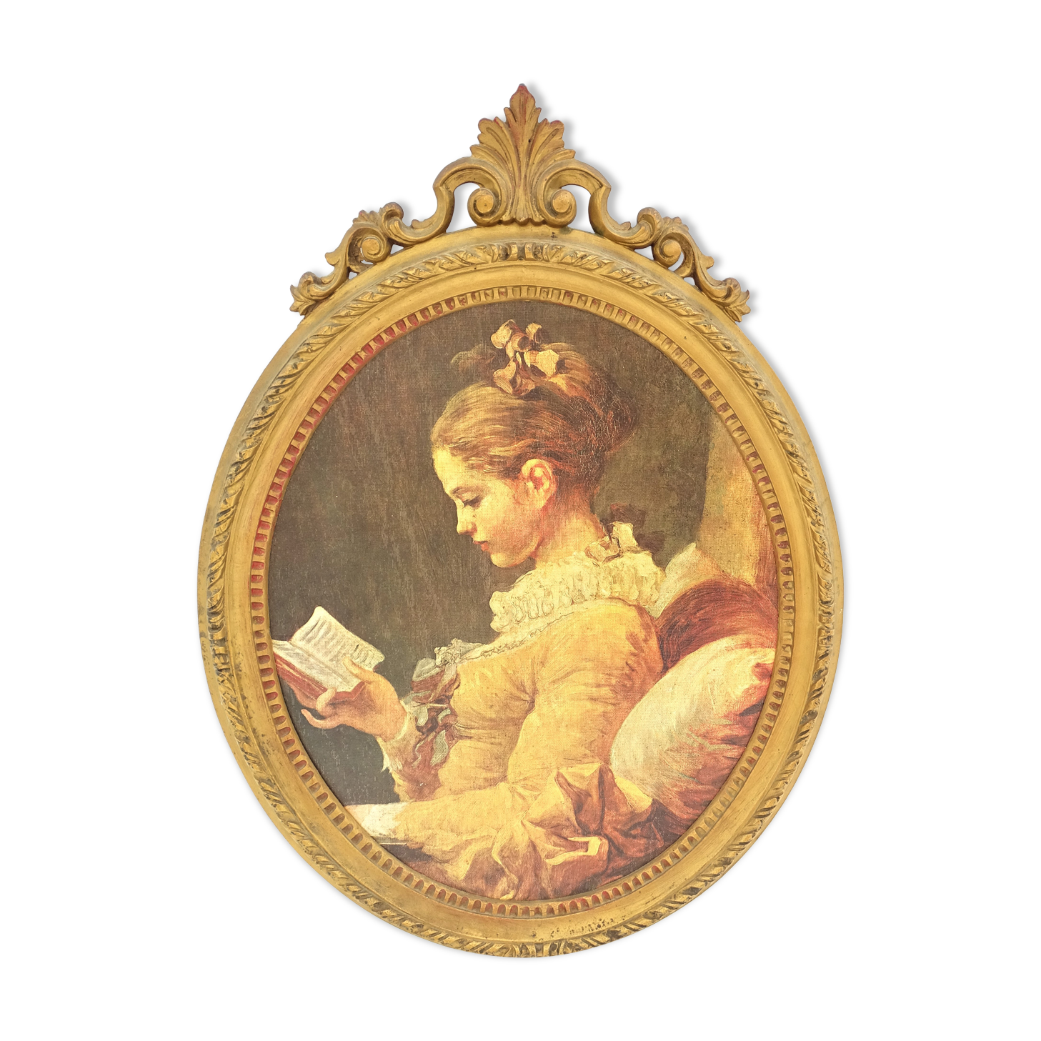Vintage frame scene of young woman reading