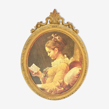 Vintage frame scene of young woman reading