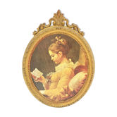 Cadre vintage scène de jeune femme lisant