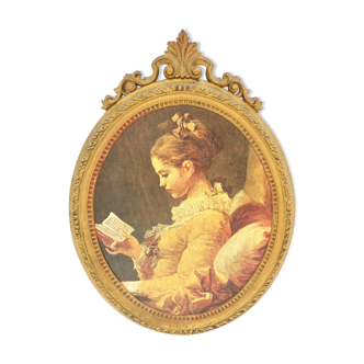 Vintage frame scene of young woman reading