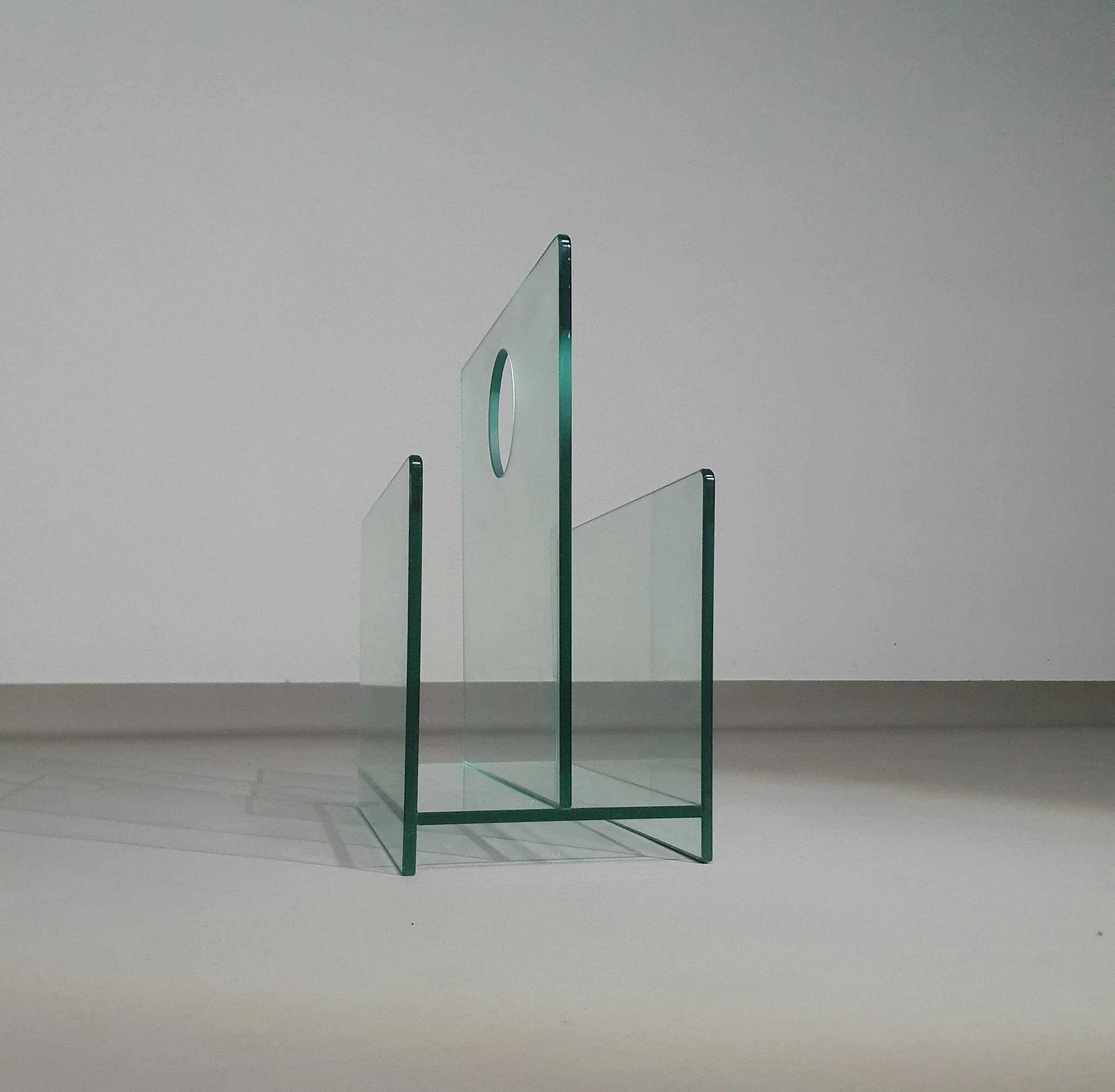 Porte-revues / verre / années 1980
