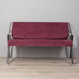 Vintage 70s burgundy fabric sofa Formanova design