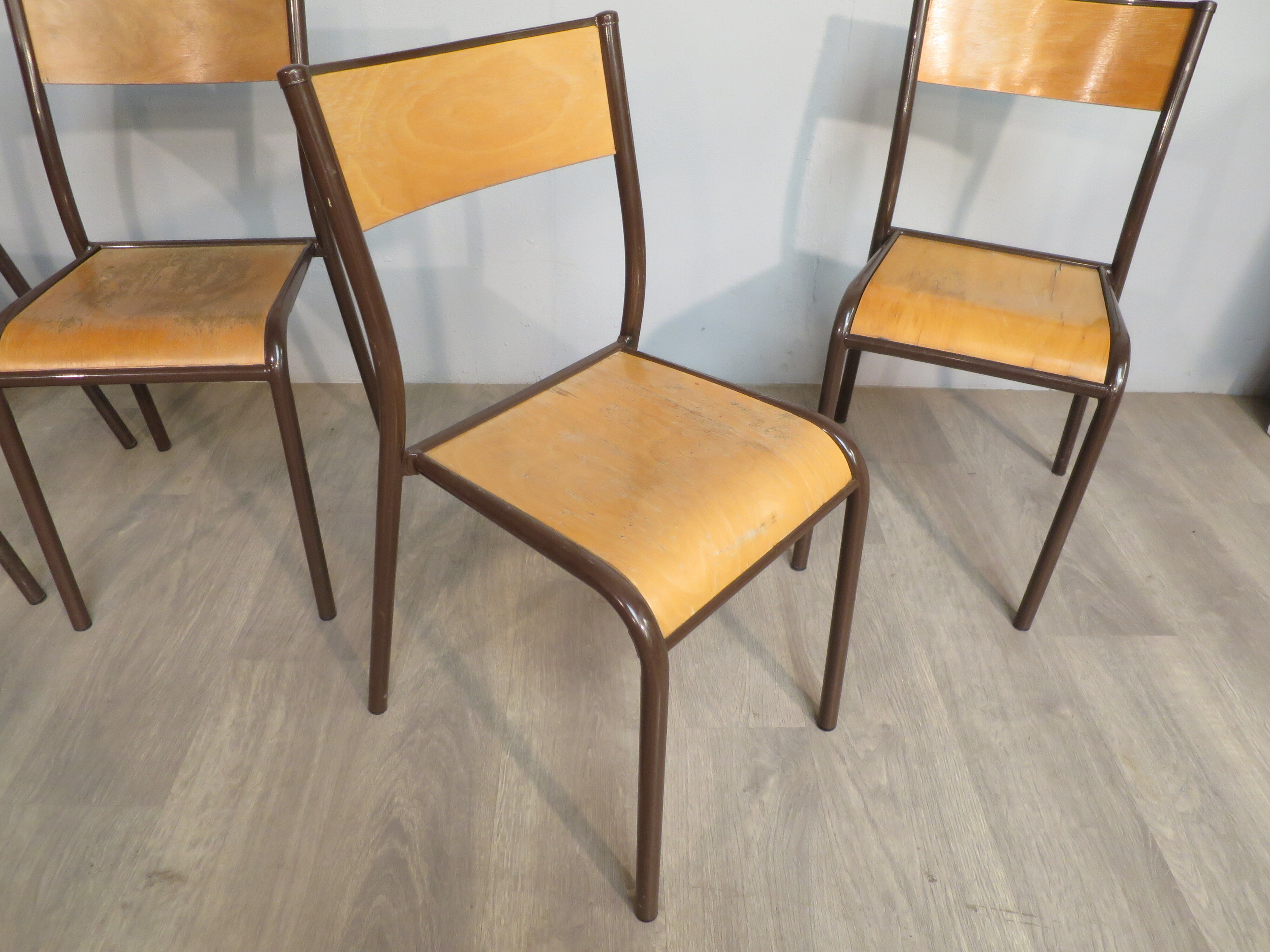 4 vintage Mullca school chairs