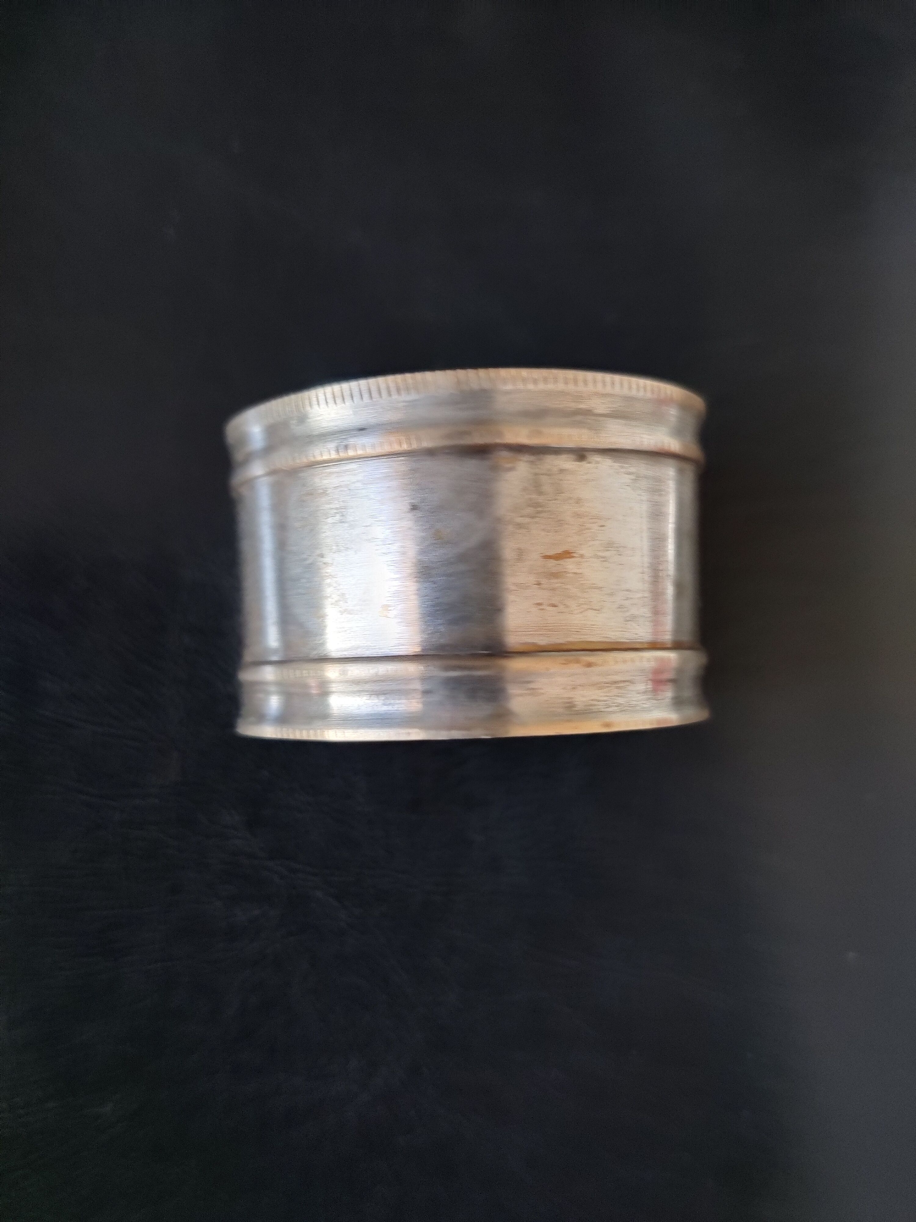 Towel ring in old silver metal