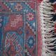Carpet point knotted velvet wool blue red white 124 cm x 202 cm vintage
