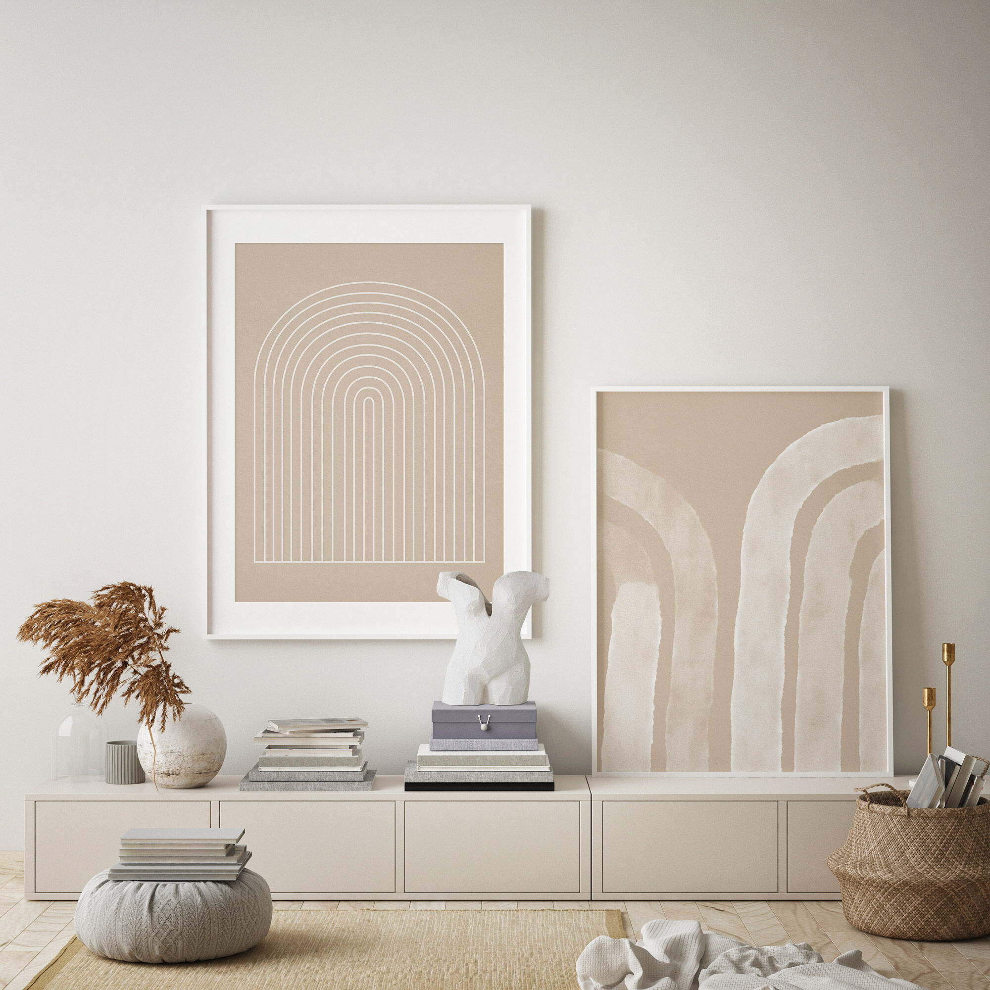 Paire d’estampes giclées ensemble abstrait d’art mural bleu de deux, 50x70cm