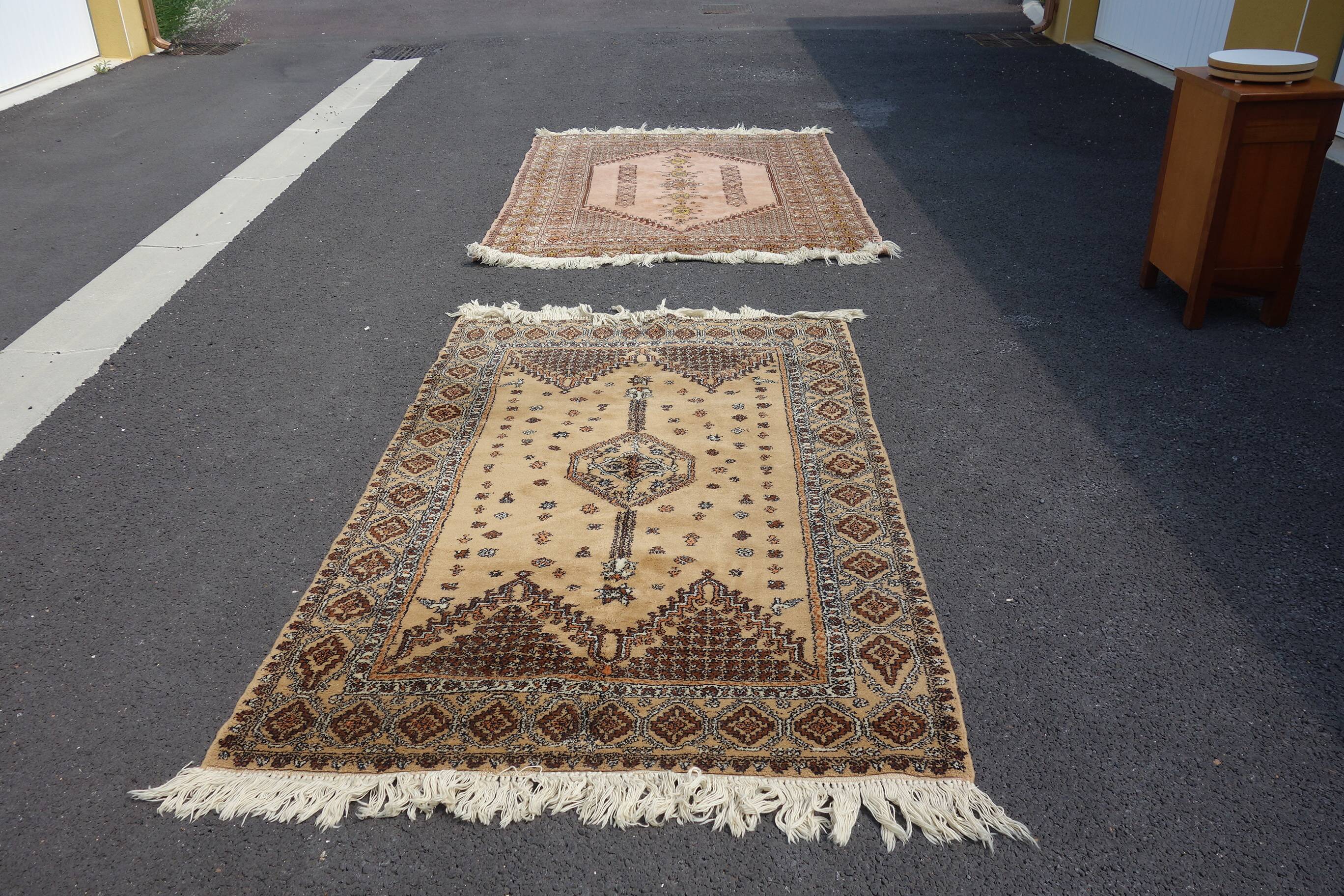 Old carpet from fez morocco very tight wool hand woven