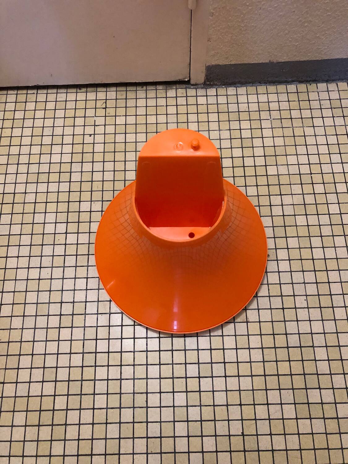 Vintage orange Tam Tam stool – Original stamp – 1970s