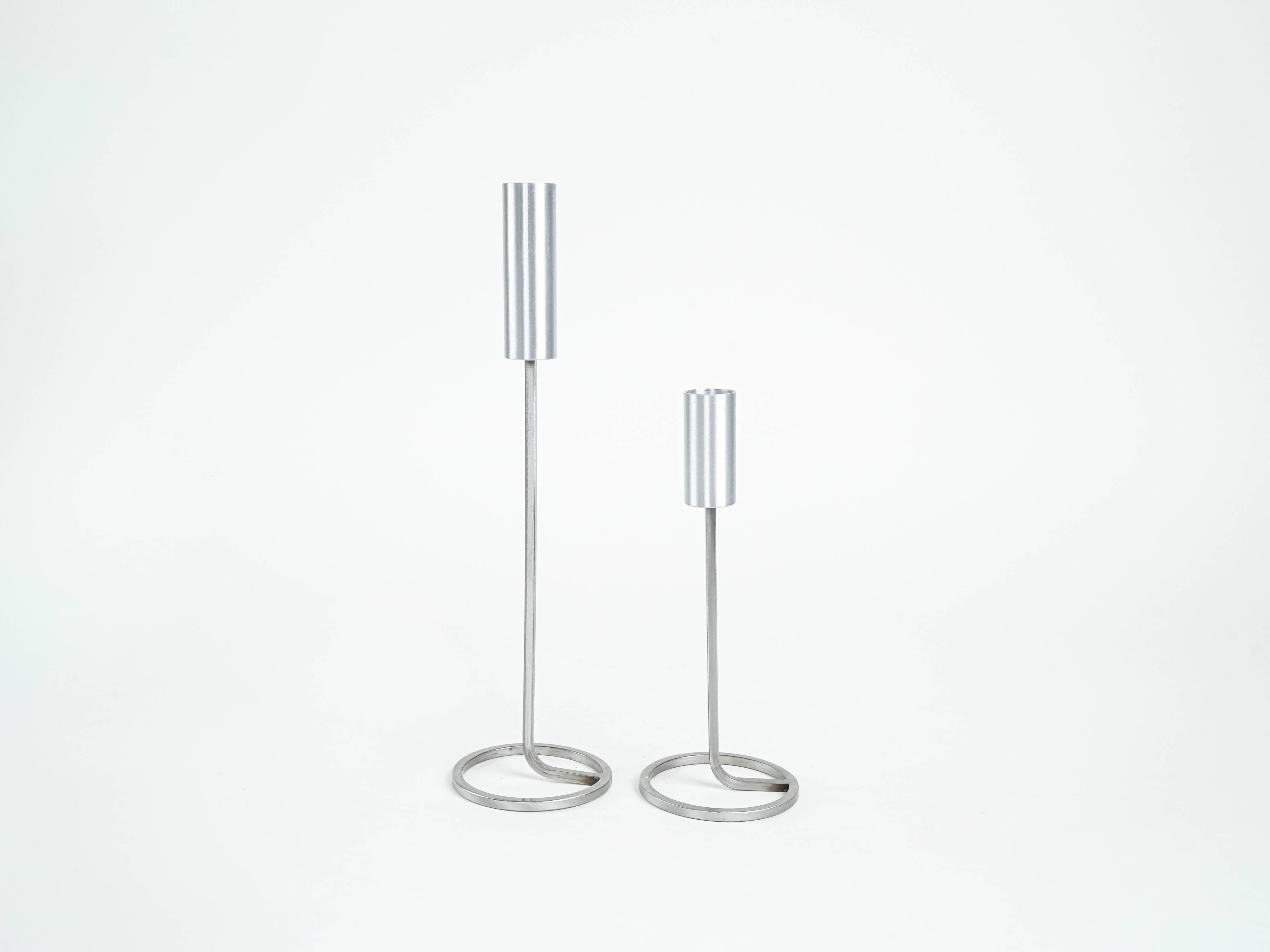 Ensemble de candélabres en métal, design danois, années 1970, fabriqué au Danemark.