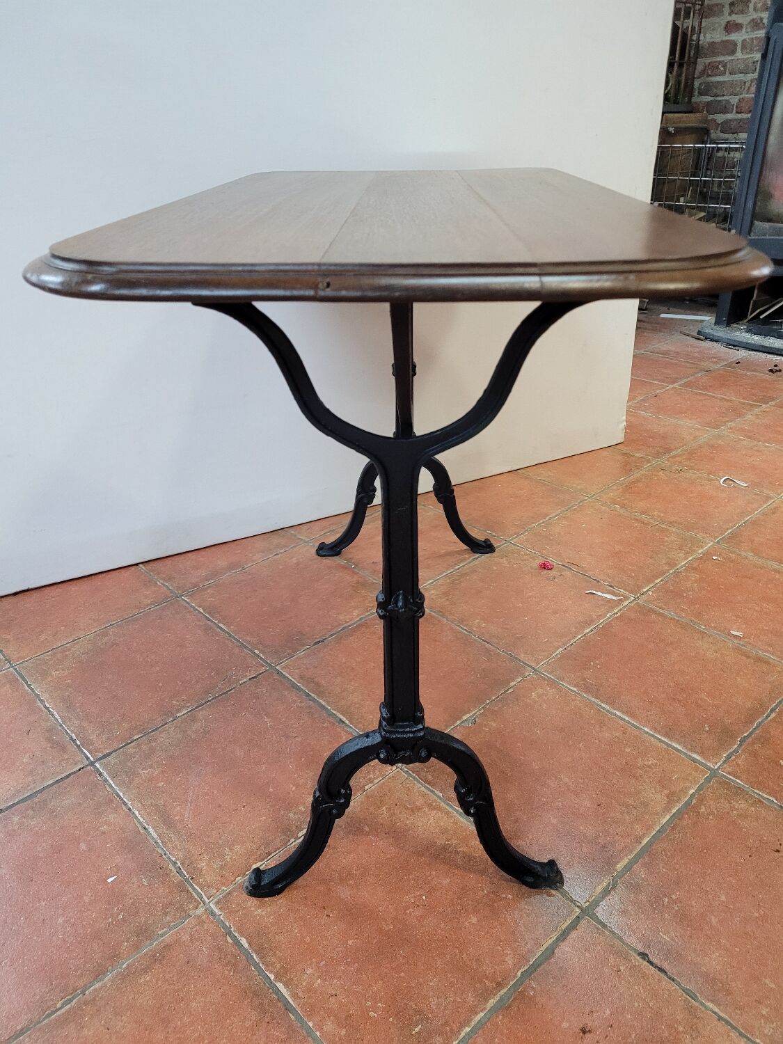 Antique bistro table with oak top