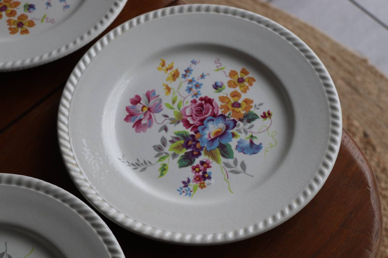 6 flowery plates KG Lunéville